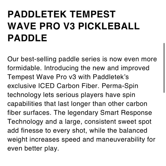 NEW Paddletek Tempest Wave Pro V3 Pickleball Paddle - Picture 2 of 11